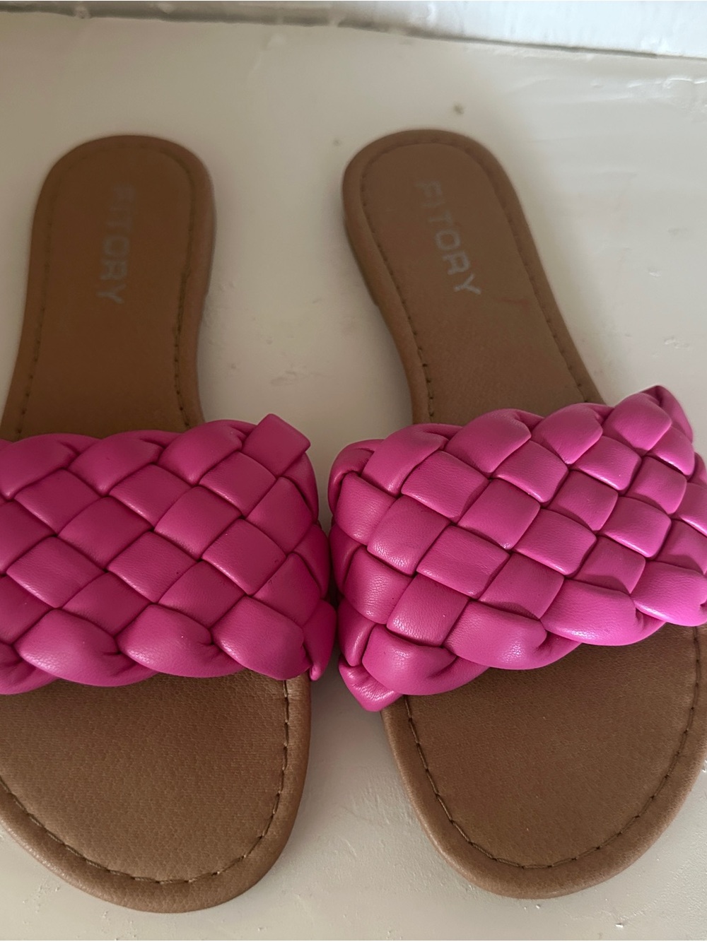 Pink Braided Slide Sandals for Women